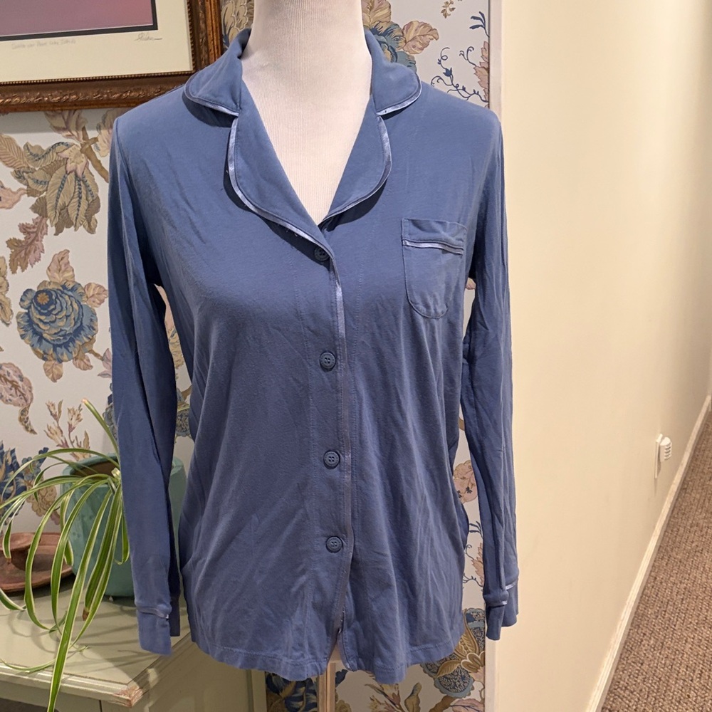 Cosabella Light Blue Button-Up Pima Cotton Pajama Set